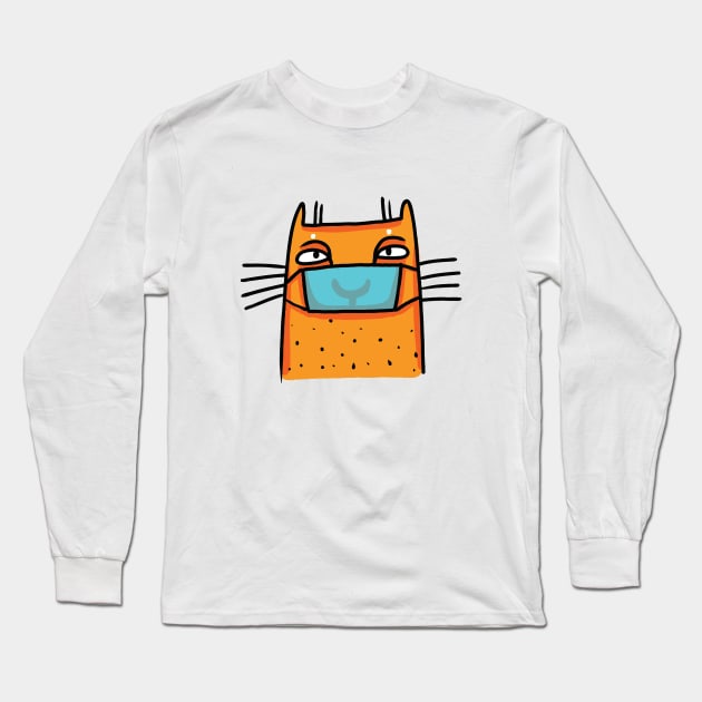 Cat In A Mask Long Sleeve T-Shirt by FiyahDry Designs